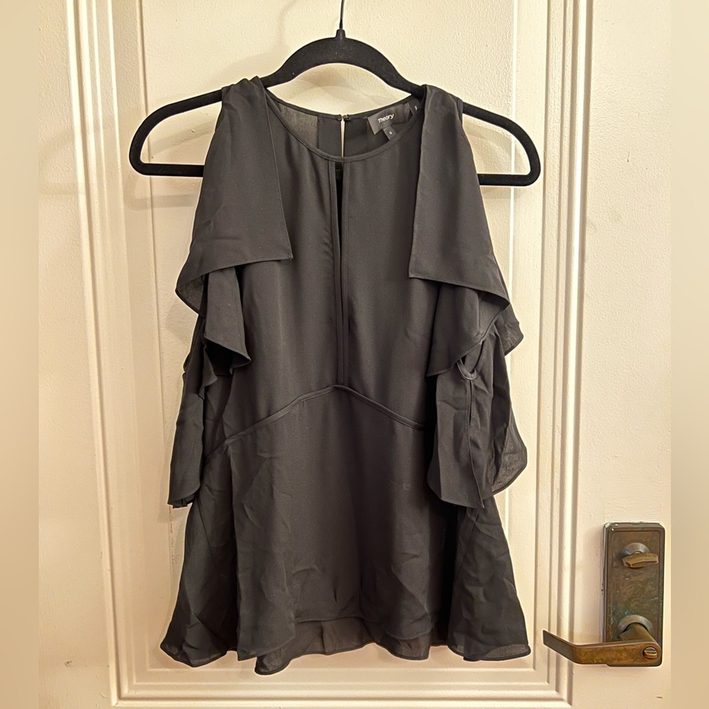 Theory Desiraya Cold Shoulder Flutter Sleeve Top - image 4